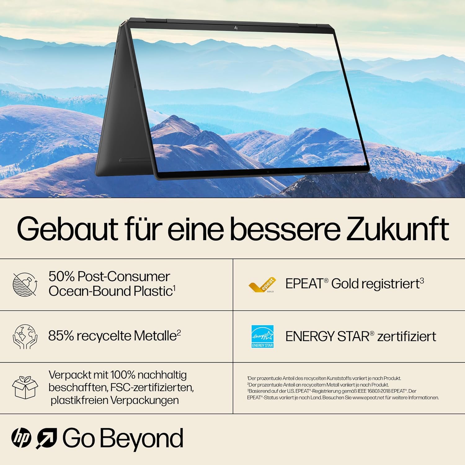 HP Spectre x360 2-in-1 Convertible Laptop | Intel Core Ultra 7 155H with Integrated AI | 16 Inch WQXGA IPS Touchscreen | 16GB RAM | 1TB SSD | Intel Arc Graphics | Win11 | QWERTZ Copilot Key
