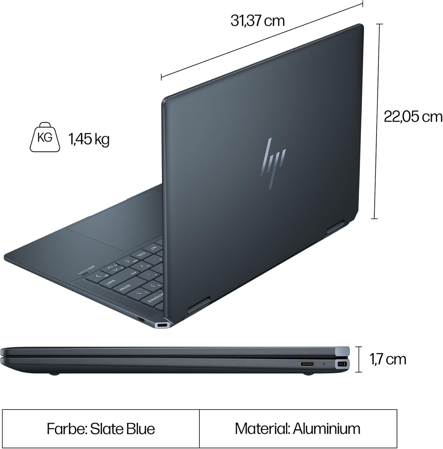 HP Spectre x360 2-in-1 Convertible Laptop | Intel Core Ultra 7 155H with Integrated AI | 16 Inch WQXGA IPS Touchscreen | 16GB RAM | 1TB SSD | Intel Arc Graphics | Win11 | QWERTZ Copilot Key