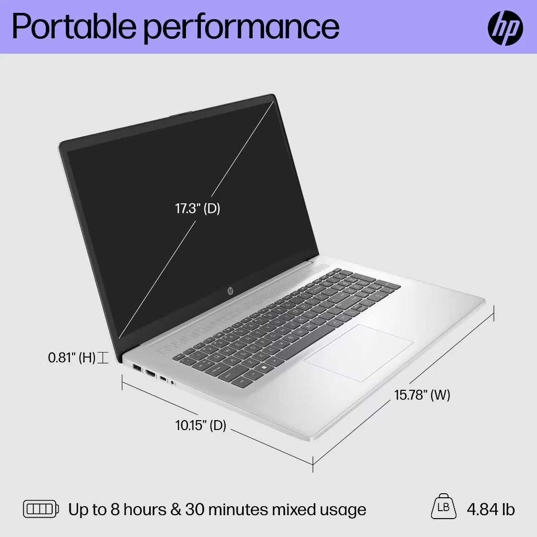 HP Laptop 17 with Intel Core i7-1355U | 17.3-inch FHD display | 16 GB DDR4 RAM | 1 TB SSD